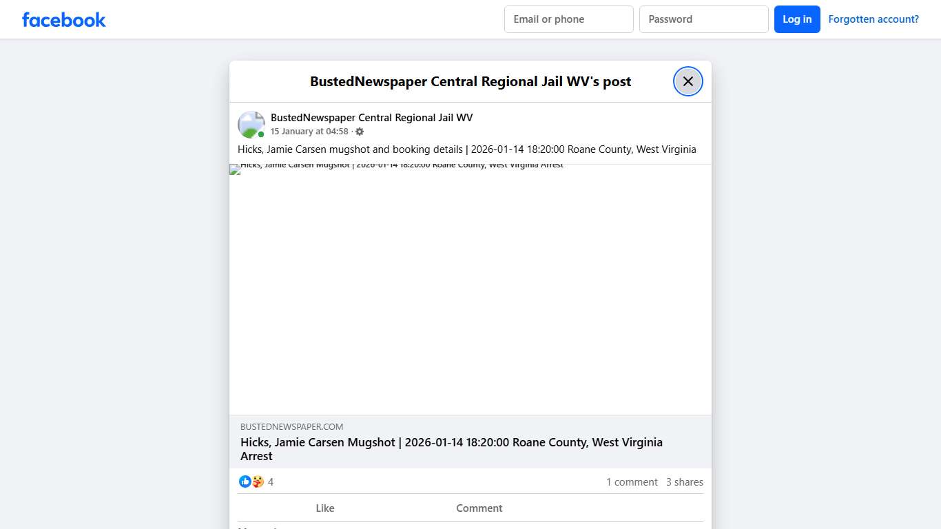 Hicks, Jamie... - BustedNewspaper Central Regional Jail WV Facebook
