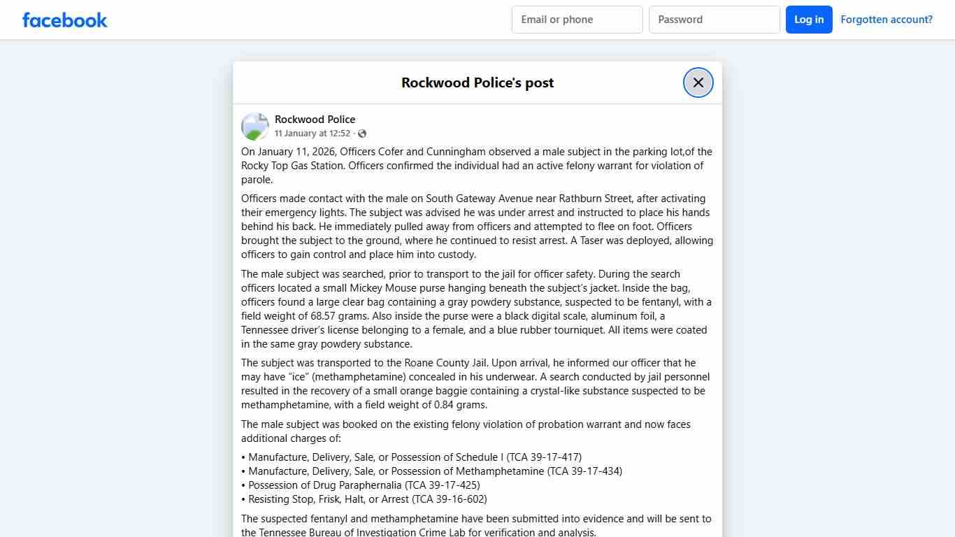 Rockwood Police - On January 11, 2026, Officers Cofer and... Facebook